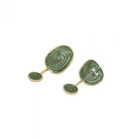 Irregular Green Epoxy Geometry 925 Sterling Silver Earrings