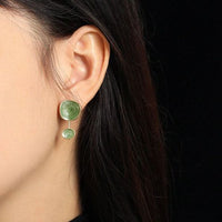 Irregular Green Epoxy Geometry 925 Sterling Silver Earrings