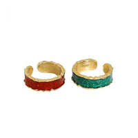 Holiday Irregular Epoxy Sterling Silver Adjustable Ring