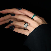 Holiday Irregular Epoxy Sterling Silver Adjustable Ring