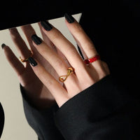 Holiday Irregular Epoxy Sterling Silver Adjustable Ring