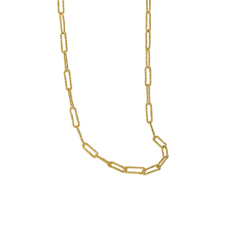 Hollow Geometry Chain Necklace 925 Sterling Silver