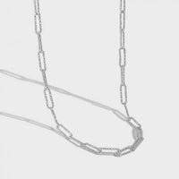 Hollow Geometry Chain Necklace 925 Sterling Silver