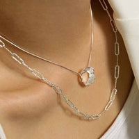 Hollow Geometry Chain Necklace 925 Sterling Silver
