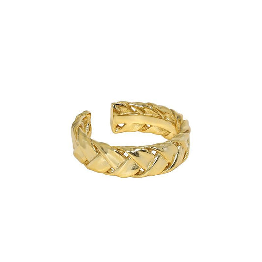 Twist Knitting 925 Sterling Silver Adjustable Ring