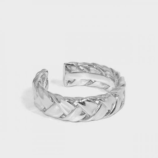 Twist Knitting 925 Sterling Silver Adjustable Ring