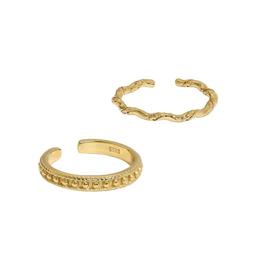 Bead Wave Twisted Sterling Adjustable Ring