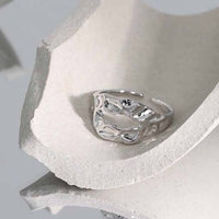 Irregular Lip 925 Sterling Silver Adjustable Ring