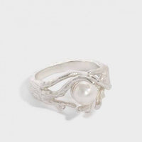 Irregular Natural Pearl Adjustable 925 Sterling Silver Ring