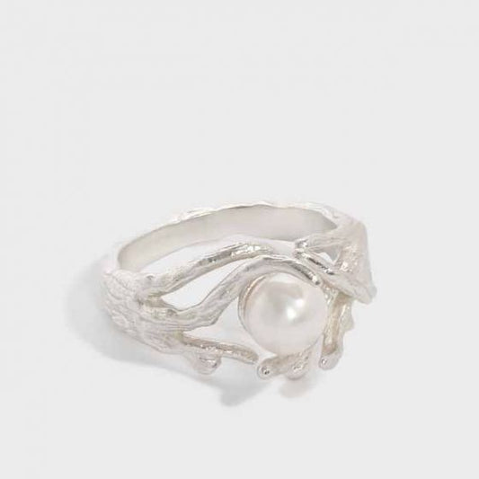 Irregular Natural Pearl Adjustable 925 Sterling Silver Ring