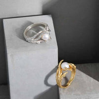 Irregular Natural Pearl Adjustable 925 Sterling Silver Ring