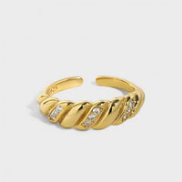 Twisted Crystal 925 Sterling Silver Adjustable Ring