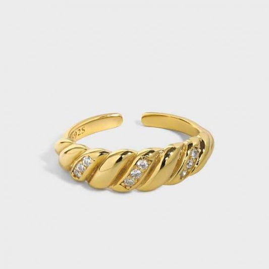 Twisted CZ 925 Sterling Silver Adjustable Ring