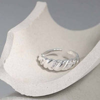 Twisted Crystal 925 Sterling Silver Adjustable Ring