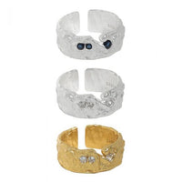 Classic Irregular Crystal Sterling Silver Adjustable Ring