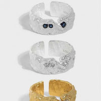 Classic Irregular Crystal Sterling Silver Adjustable Ring