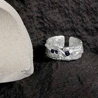 Classic Irregular Crystal Sterling Silver Adjustable Ring