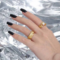 Classic Irregular Crystal Sterling Silver Adjustable Ring