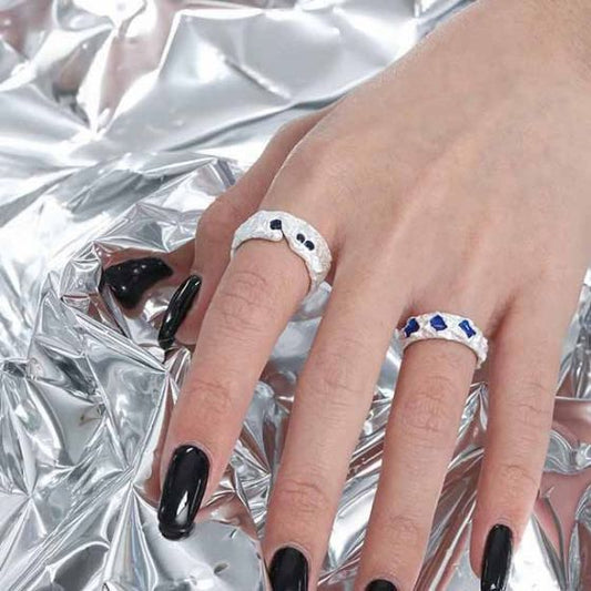 Classic Irregular CZ Sterling Silver Adjustable Ring