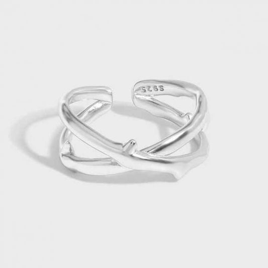 Classic X Cross Adjustable 925 Sterling Silver Ring