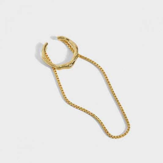 Modern Chain Tassel Non-Pierced Earring (925 Sterling Silver)