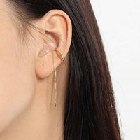 Modern Chain Tassel Non-Pierced Earring (925 Sterling Silver)