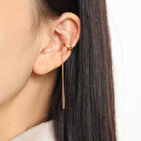 925 Sterling Silver Irregular Chain Tassel Non-Pierced Earring (Single)