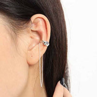 925 Sterling Silver Irregular Chain Tassel Non-Pierced Earring (Single)