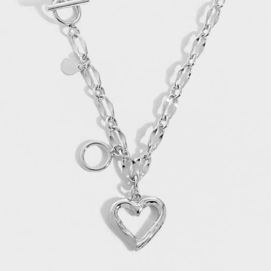 Hollow Heart 925 Sterling Silver Necklace
