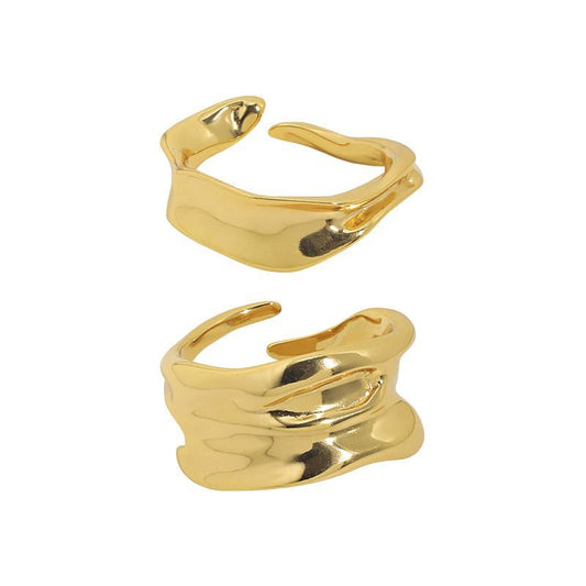 Irregular Wave Sterling Silver Adjustable Ring