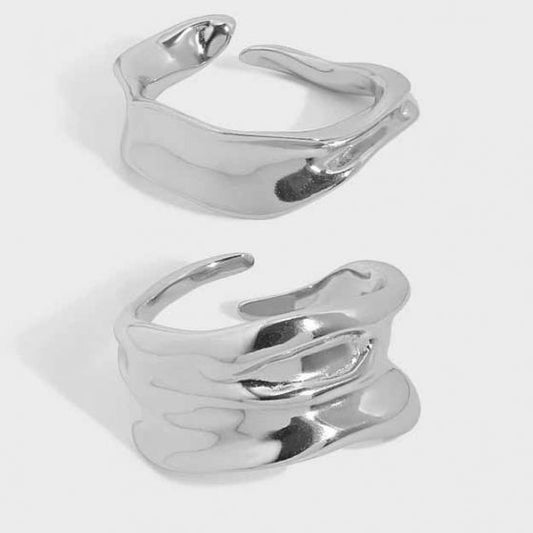 Irregular Wave Sterling Silver Adjustable Ring