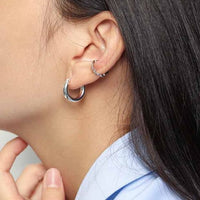 Minimalist Mini Circle 925 Sterling Silver Huggie Hoop Earrings