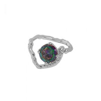Irregular Heart Crystal 925 Sterling Silver Adjustable Ring
