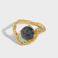 Irregular Heart Crystal 925 Sterling Silver Adjustable Ring
