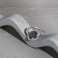 Irregular Heart Crystal 925 Sterling Silver Adjustable Ring