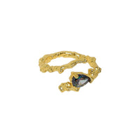 Black Waterdrop Cubic Zirconia 925 Sterling Silver Adjustable Ring