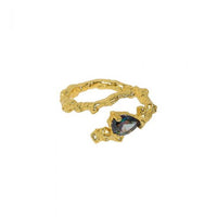 Black Waterdrop Cubic Zirconia 925 Sterling Silver Adjustable Ring