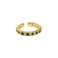 Modern Irregular Blue Crystal Adjustable Sterling Silver Ring
