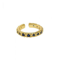Modern Irregular Blue Crystal Adjustable Sterling Silver Ring