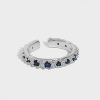 Modern Irregular Blue Crystal Adjustable Sterling Silver Ring