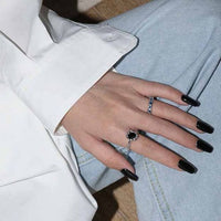 Modern Irregular Blue Crystal Adjustable Sterling Silver Ring