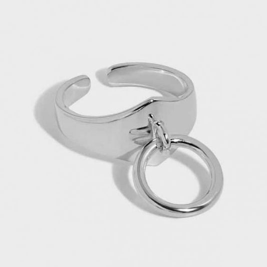 Holiday Circle Adjustable Ring 925 Sterling Silver