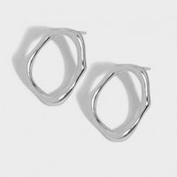 Hollow Irregular Circle Sterling Silver Stud Earrings