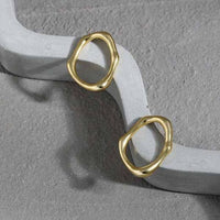 Hollow Irregular Circle Sterling Silver Stud Earrings