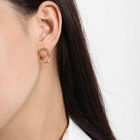 Hollow Irregular Circle Sterling Silver Stud Earrings