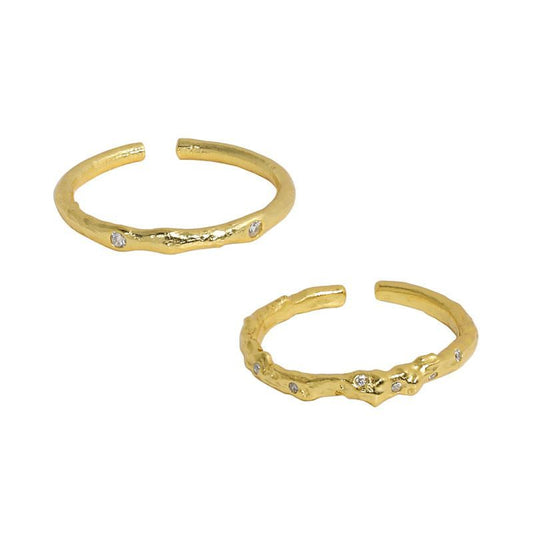 Minimalism Irregular CZ Adjustable 925 Sterling Silver Ring