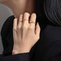 Minimalism Irregular Crystal Adjustable 925 Sterling Silver Ring