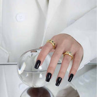 Colorful Crystal Irregular Wide 925 Sterling Silver Adjustable Ring
