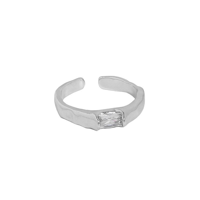 Simple Geometry Rectangle Crystal Adjustable Ring