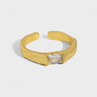 Simple Geometry Rectangle Crystal Adjustable Ring